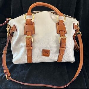 Dooney & Bourke Florentine Bristol Satchel  Ivory/Bone With Tan Trim Tassels